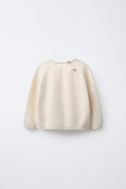 ZARA ТРИКОТАЖНЫЙ ДЖЕМПЕР С КАРМАНОМ, СВЕТЛО-БЕЖЕВЫЙ