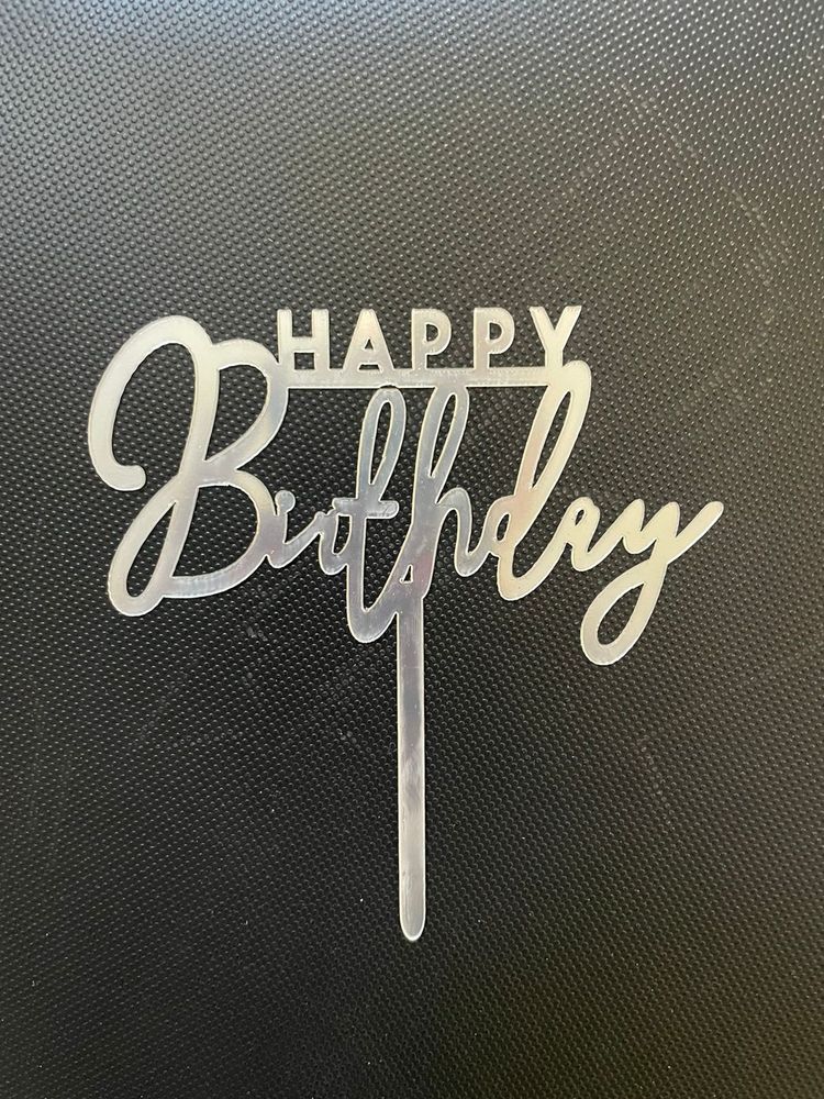 Топпер &quot;Happy Birthday&quot;, серебро