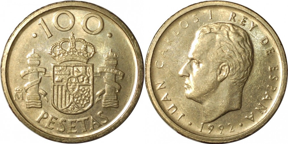 Испания 100 песет, 1992 Король Хуан Карлос I VF