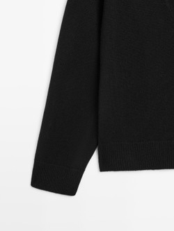 Massimo Dutti Кардиган из смесовой шерсти с V-образным вырезом, черный