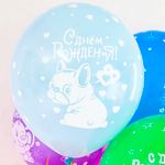 Шар (12"/30 см) С Днем Рождения! (зверята), Ассорти, пастель, 5 ст 25 шт.