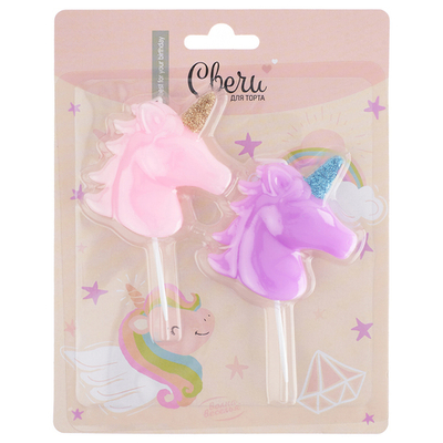 Набор свечей Фигура, Волшебный единорог, Розовый/Сиреневый