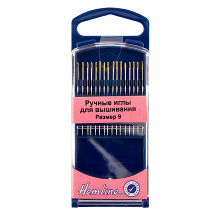 Иглы для вышивания с острым кончиком в пластиковом контейнере №9, 16 шт (10216100/271013/0106510/01_
