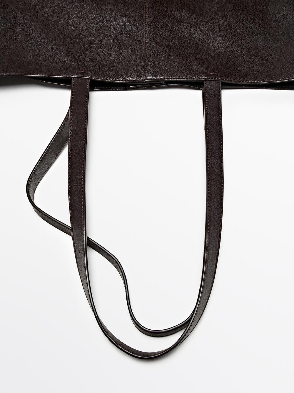 Massimo Dutti Сумка-тоут из кожи наппа, коричневый