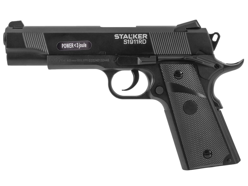 Пистолет пневм. Stalker S1911RD (Colt 1911) к.4,5мм, 12г CO2, металл-пластик,120м/с, Blowback, чёрный (12 шт./ уп.)