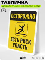 Табличка для обеспечения безопасности "Осторожно, есть риск упасть", для офиса, по охране труда для предприятия, организаций, 40х30 см, Silver Plane x Айдентика Технолоджи