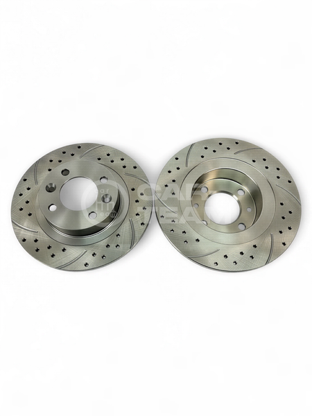 Тормозные диски “Car-Team" Pro Sport R14 задние с насечками и перфорацией на Лада Веста 4*100 разболтовка