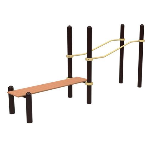 Спортивный комплекс №6, параворкаут, брусья со скамьей, 3440*610*1600 мм., D=89 мм.