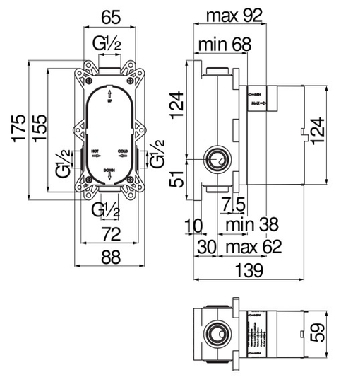 Скрытая часть Nobili Rubinetterie смесителя для ванны