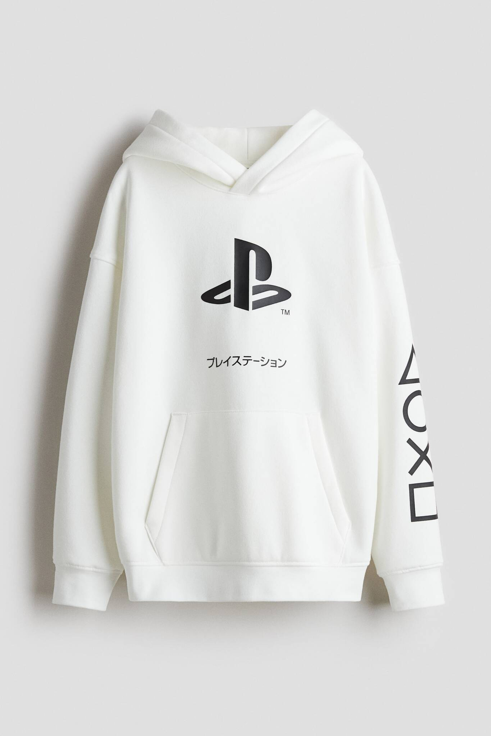 H&M Толстовка с капюшоном и принтом, белый