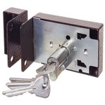 Замок накладной дверной, Омега, 3Н1, 00-00000621, медь