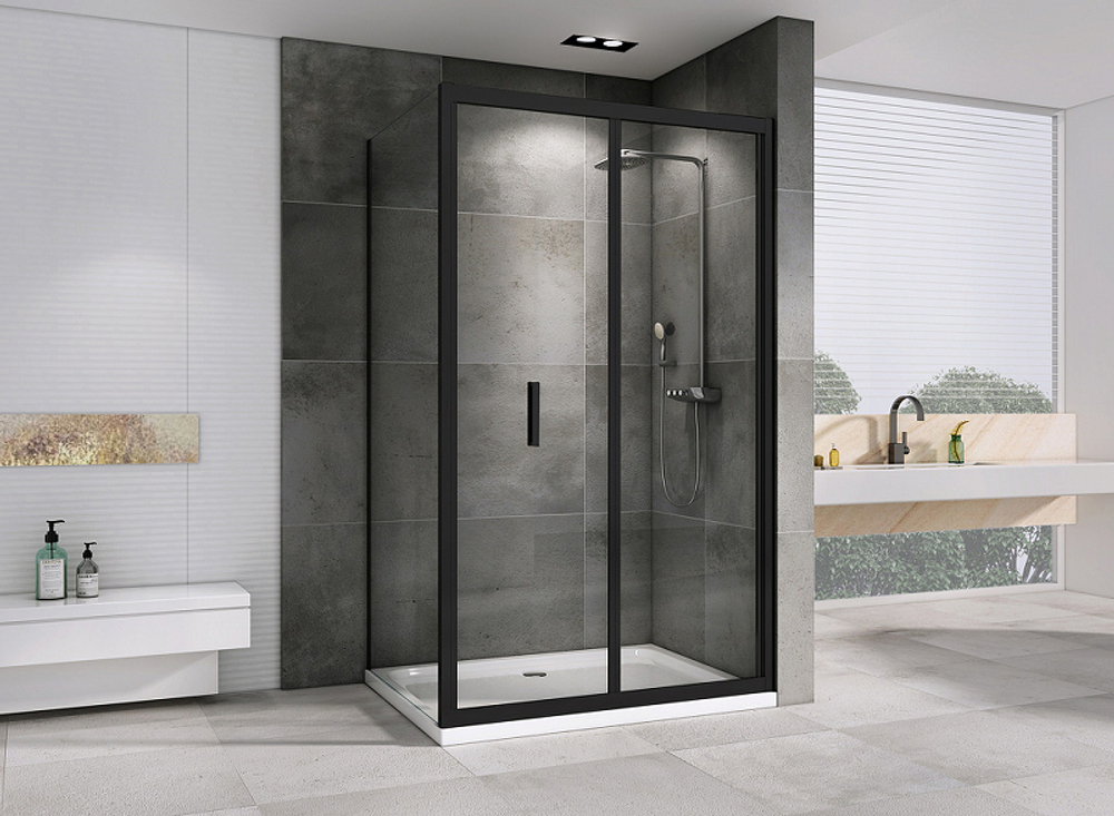 Душевой уголок Abber Sonnenstrand 100х85 AG07100B-S85B профиль Черный стекло прозрачное