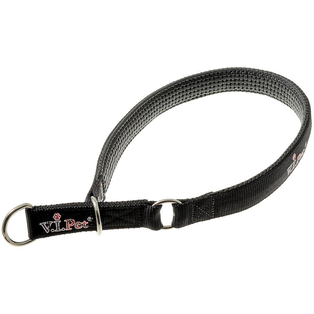Ошейник (V.I.Pet) полуудавка 25мм*58-68см с неопреновой подкладкой, черный
