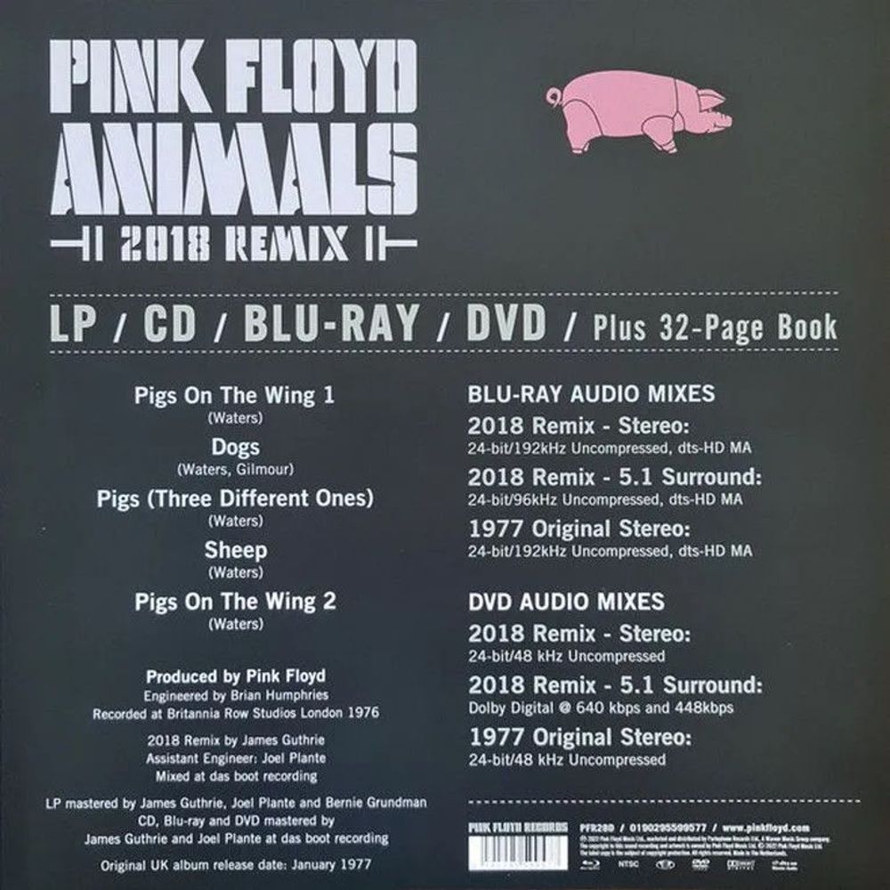 PINK FLOYD. Animals (2018 Remix), LP+CD+BluRay+DVD, Deluxe Limited BoxSet with 32-page book, новый запечатанный бокс