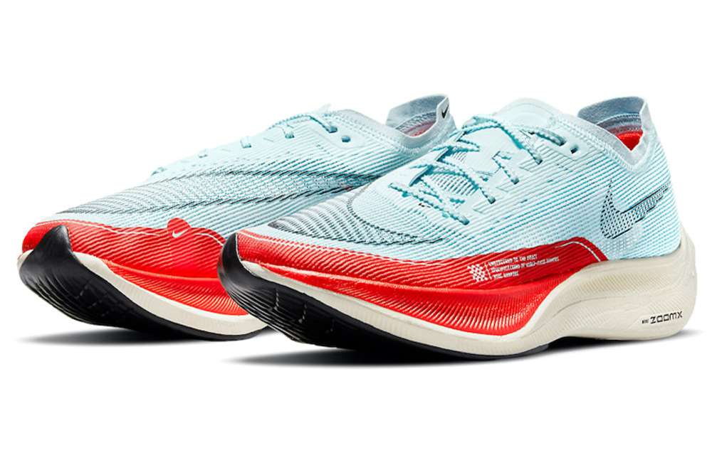 Nike ZoomX Vaporfly next%2 ice blue carbon plate elite lightweight foam racing professional shock absorption non-slip wear-resistant breathable low-top marathon running shoes for men and women the same blue and red