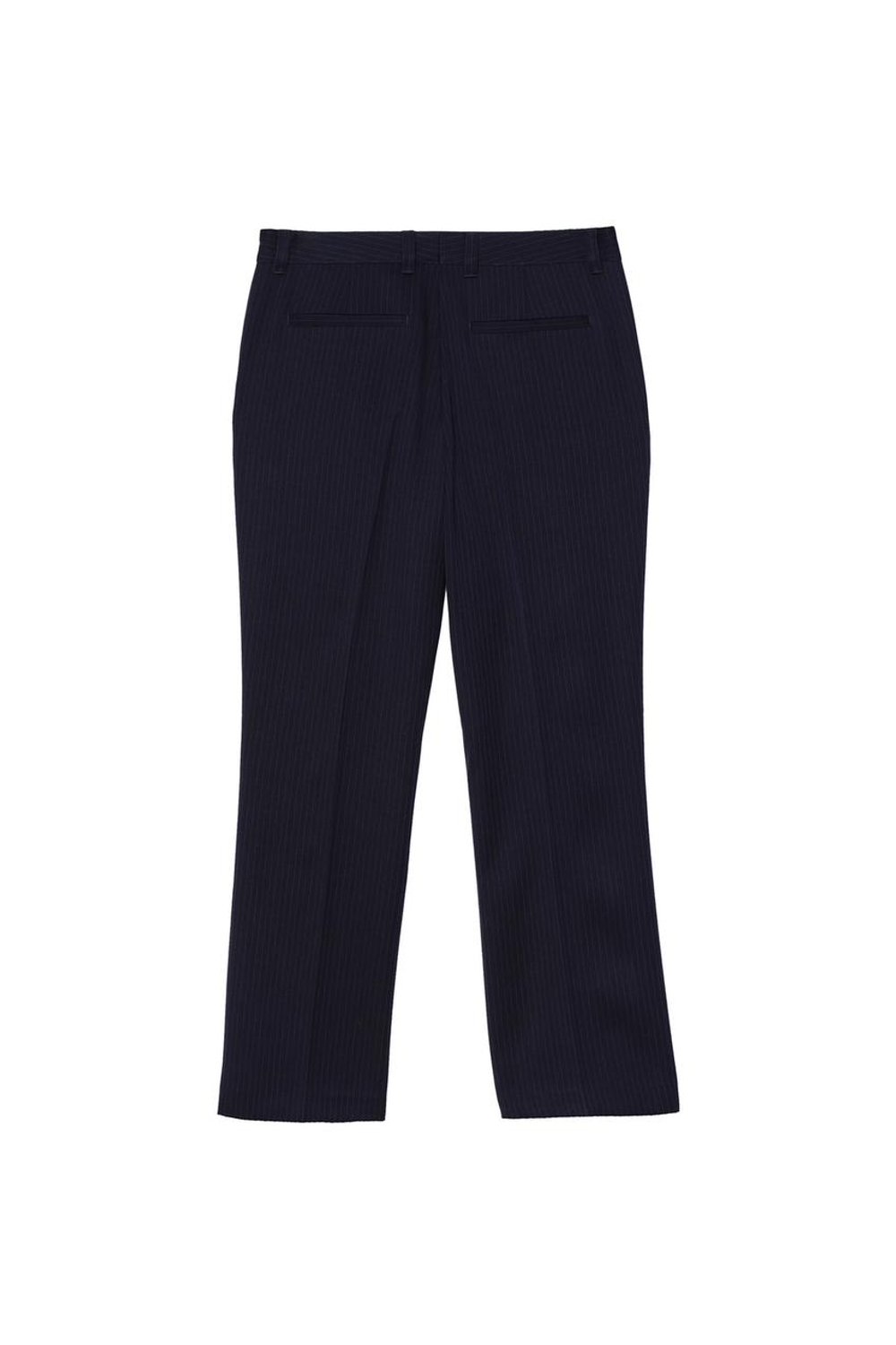 ZARA X BENITO ANTONIO КОСТЮМНЫЕ БРЮКИ-КЛЕШ В ТОНКУЮ ПОЛОСКУ, ТЕМНО-СИНИЙ