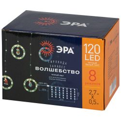 Светодиодная новогодняя гирлянда ЭРА ENING-MG занавес Волшебство теплый свет 2,7*0,5 м 120 led IP20 | Гирлянды