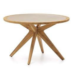 Julieta Уличный стол из полицемента и массива акации Ø 120 см