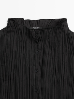Massimo Dutti Рубашка из струящейся ткани со складками, черный