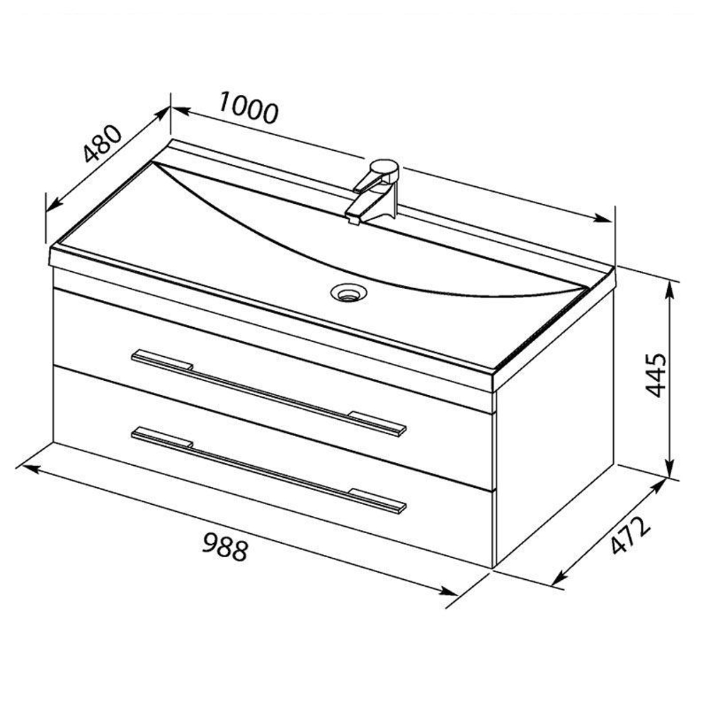 Тумба с раковиной Aquanet Нота NEW 100 белый