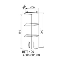 Корпус Шкаф верхний высокий торцевой угловой 400 (ВПТ 400) (серый), ДСВ Мебель