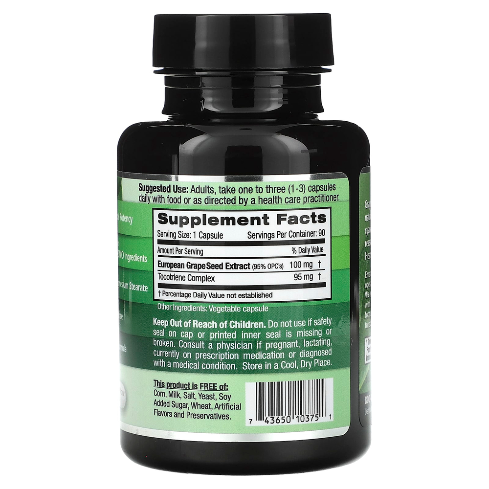 Emerald Laboratories, Экстракт европейских виноградных косточек, 90 растительных капсул