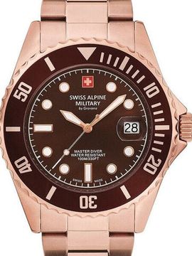 С браслетом Мужские наручные часы с золотым браслетом Swiss Alpine Military 7053.1166 mens watch 42mm 10ATM