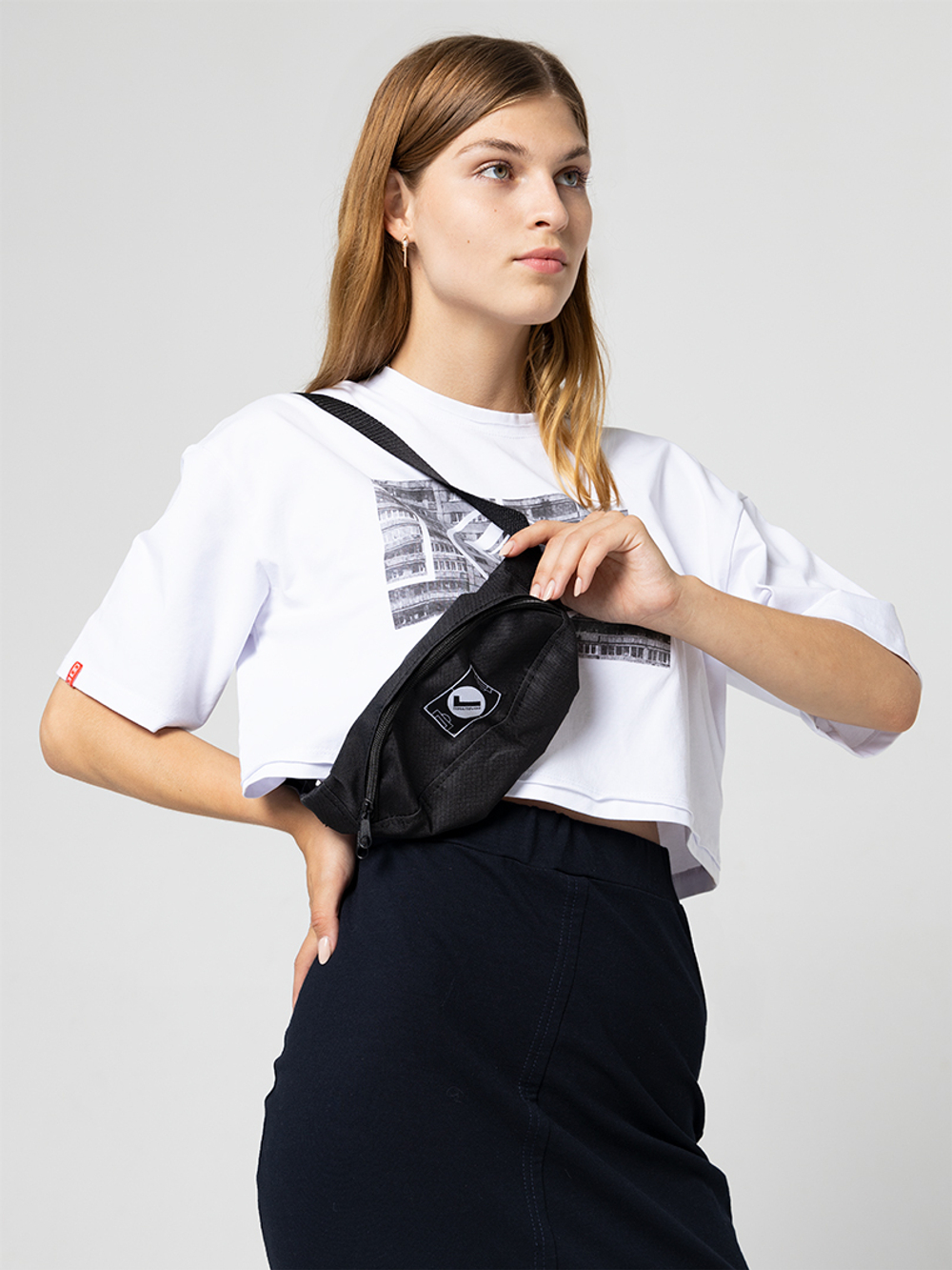 Поясная сумка с шевроном-липучкой квадратная