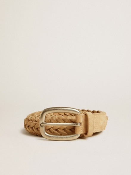 Sand colored woven leather belt
