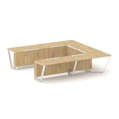 Steel Meet Стол переговорный П-образный KDK-PR.B.SP-11P Тиквуд Светлый/Металл Белый 3200*3200*750