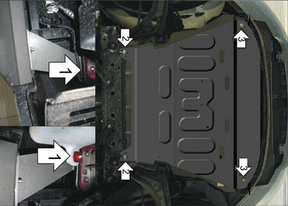 Усиленная защита Motodor картера двигателя, кпп. 2 мм, сталь. для Ford Fiesta 2008-2015,Ford Fiesta 2015-2019 арт.70704