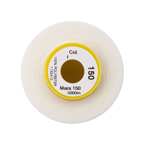 Нитка Gutermann Mara 150 (5000 метров), 1 боб., особо тонкая | _001 молочный (сумрачно-белый)