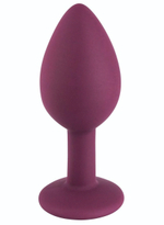 Бордовая малая силиконовая пробка с прозрачным кристаллом (Цвет: бордовый)