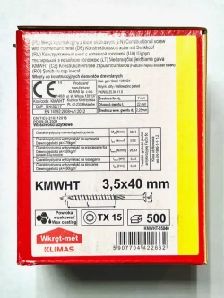 Klimas Wkret-met Шуруп конструкционный 3,5х40 Torx (500 шт) по дереву с потайной головкой (KMWHT-35040)
