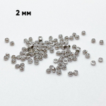 Кримп, цвет родий, размер 2 мм, цена за 1 грамм