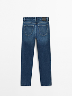 Massimo Dutti Укороченные зауженные джинсы со средней посадкой, синий