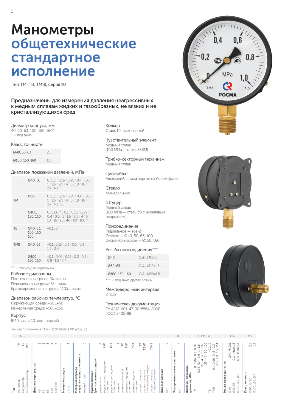 Манометр ТМ-610Р.00 радиальный Дк150мм 0-25 кгс/см2 кл.1,5 М20х1,5 Росма
