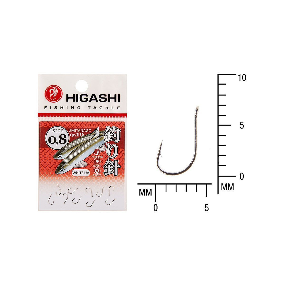 Крючок одинарный HIGASHI Umitanago ringed #1 White UV