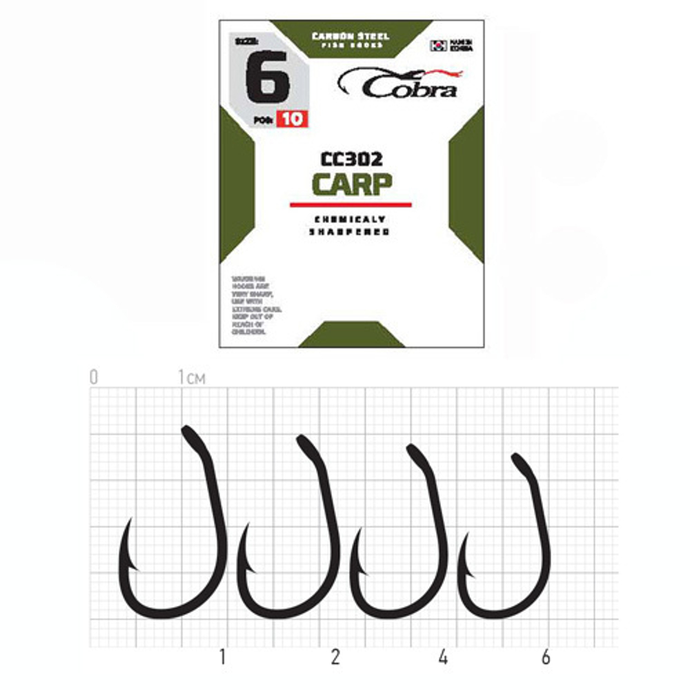 Крючки Cobra CARP MATSUI сер. CC302 разм.004 10шт.