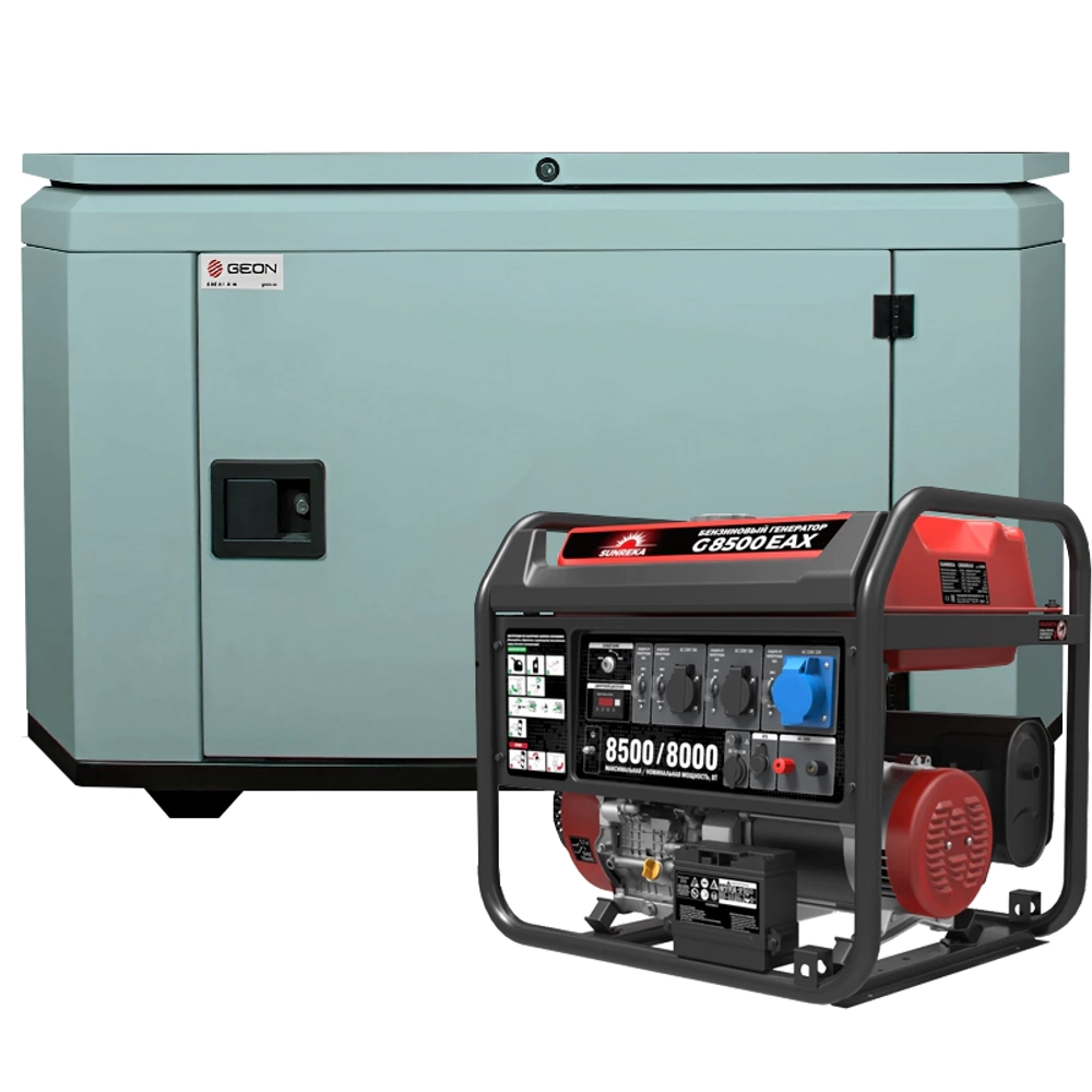 Генератор бензиновый SUNREKA G8500EAX с кожухом Geon 1200 RAL 7031