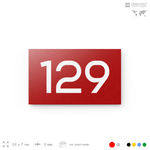 Номер на дверь 129, табличка на дверь для офиса, квартиры, кабинета, аудитории, склада, красная 120х70 мм, Айдентика Технолоджи