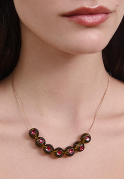 STRADIVARIUS Комплект из 2 ожерелий, оливково-зеленый