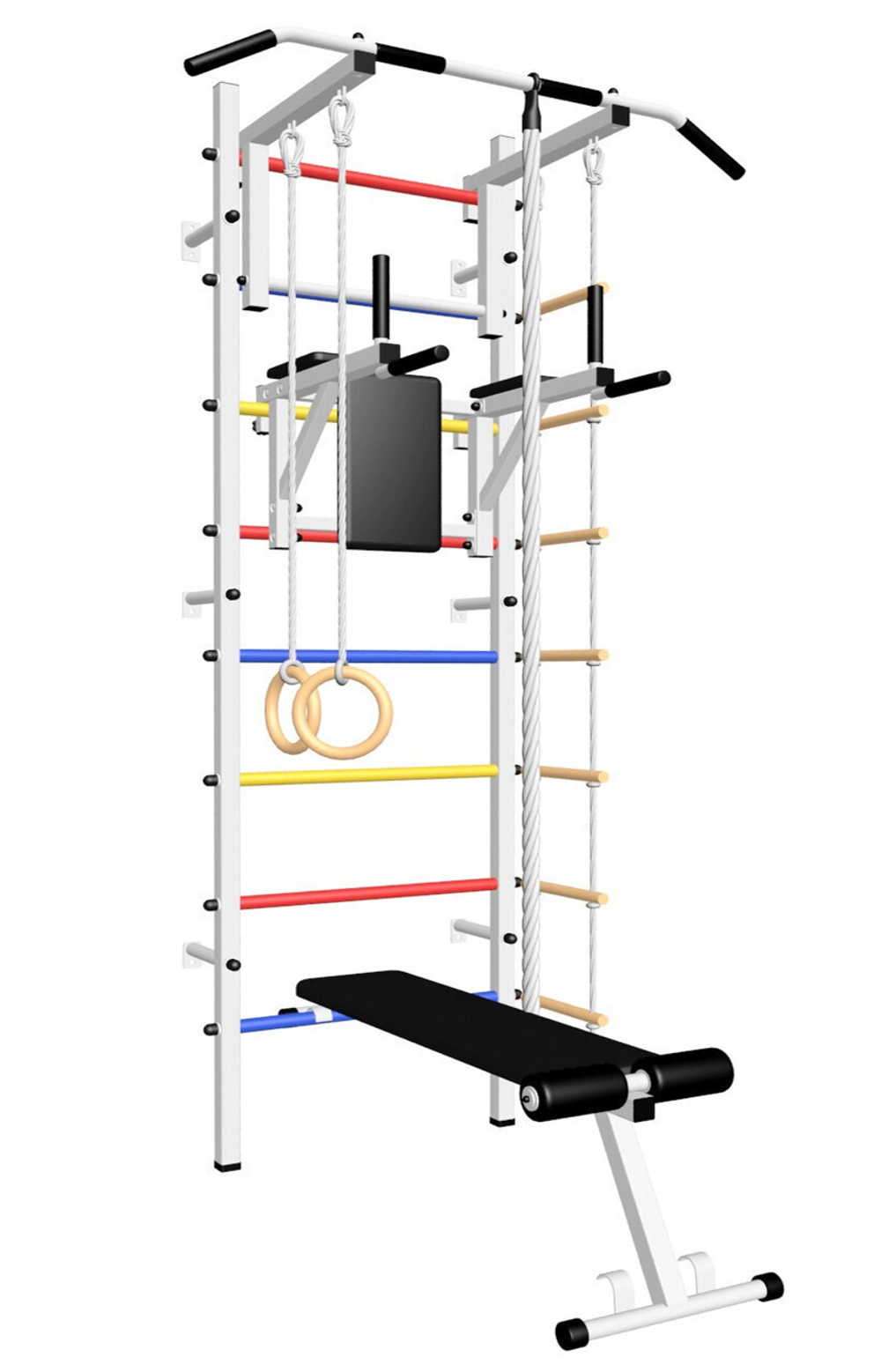 Шведская стенка Sv Sport 506 (Турник стандарт/Брусья/Скамья/Канат/Kольца/Лестница)
