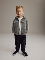 Куртка джинсовая с капюшоном для мальчика Next N21-647, Серый