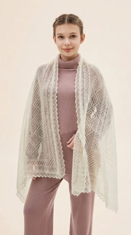 Оренбургский пуховый палантин с люрексом МАМ16080-02/17