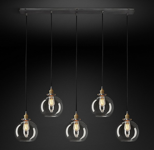 Подвесной дизайнерский светильник  20th C. Factory Filament Clear Glass Caf? Rectangular  Pendant by Restoration Hardware