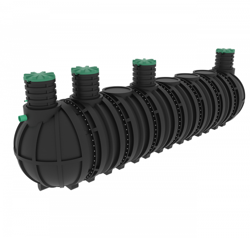 Септик переливной Мультпласт Профи М40 PR 40000 л. горизонтальный / 16000 л. в сутки / до 80 чел. / принудительный сброс (10340x2400x2400см;1 800кг;черный) - арт.561571