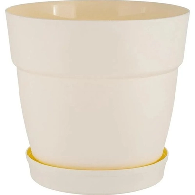 Горшок для цветов InGreen Villa de Fiori с фиксируемым поддоном 4л, D200мм, белоснежный жа