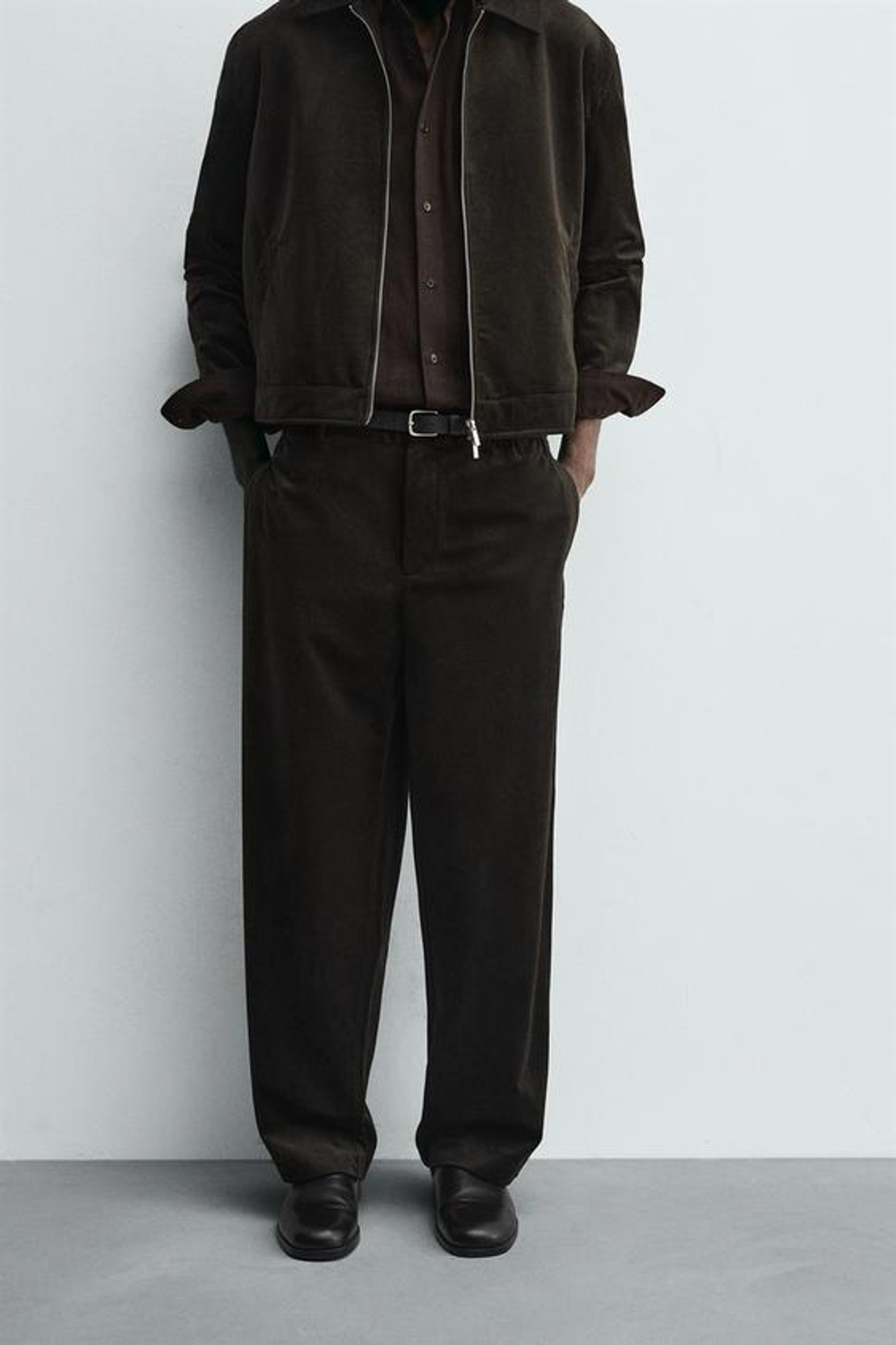 ZARA БРЮКИ ИЗ РЕЛЬЕФНОГО ВЕЛЬВЕТА, КОРИЧНЕВЫЙ