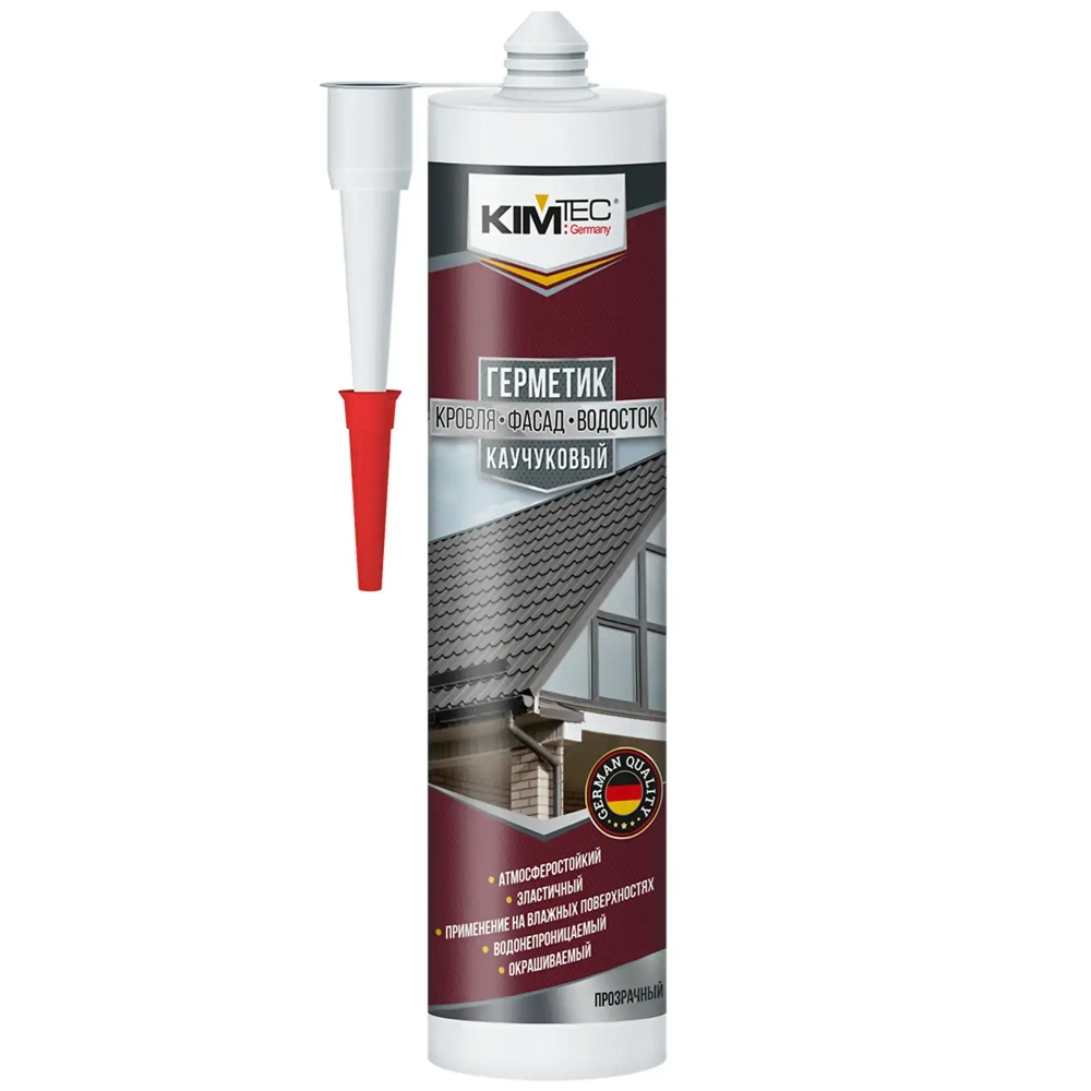 KIM TEC Герметик каучуковый кровля, фасад, водосток прозрачный 280 мл